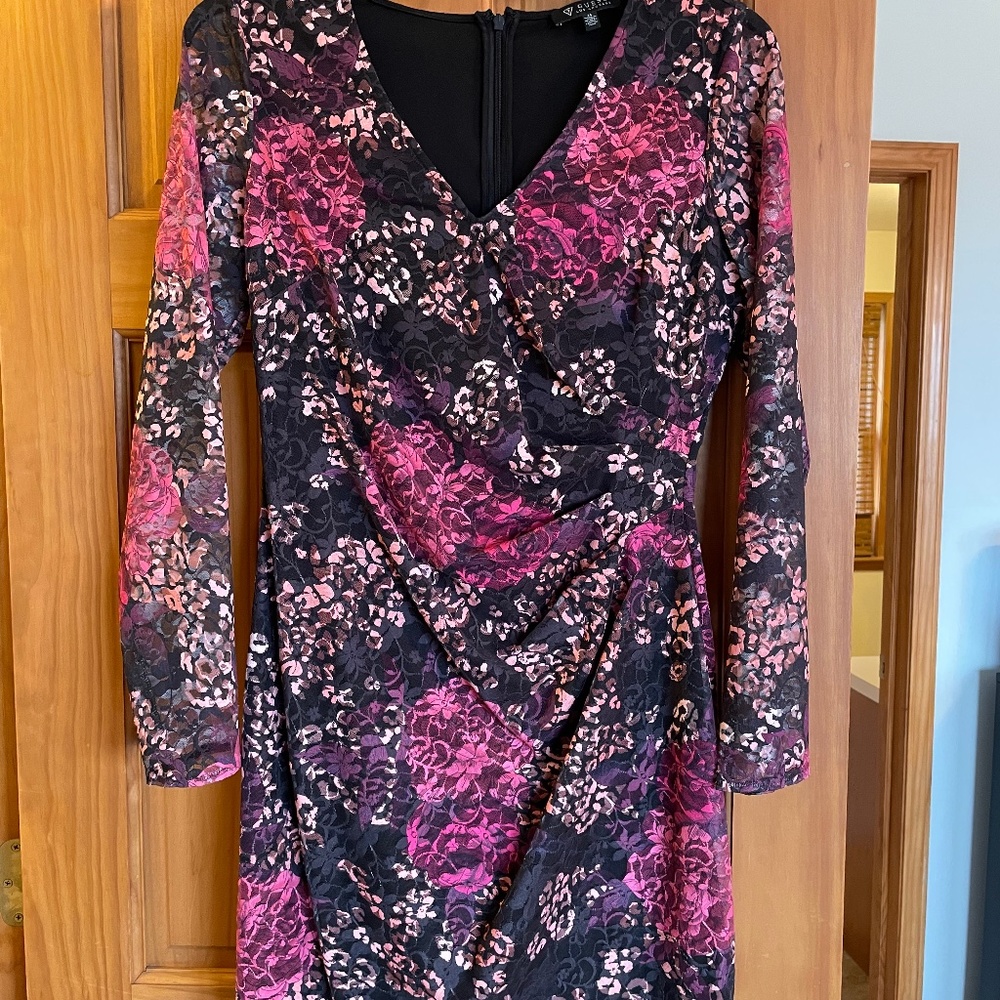 Guess pink black lace dress
